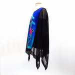 Load image into Gallery viewer, silk top black poncho style one size handmade by Lynne Kiel
