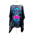hand painted silk top for women hand of Fatima design art handmade by Lynne Kiel