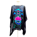 Load image into Gallery viewer, hand painted silk top for women hand of Fatima design art handmade by Lynne Kiel

