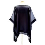 Load image into Gallery viewer, Black silk ladies top One size ladies poncho over blouse handmade by Lynne Kiel
