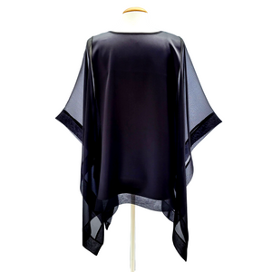 Black silk ladies top One size ladies poncho over blouse handmade by Lynne Kiel