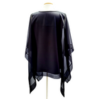 Ladies blouse black silk hand painted design art handmade by Lynne Kiel