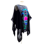 Hand of Fatima hand painted design art pure silk poncho top handmade by Lynne Kiel