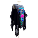 Load image into Gallery viewer, Hand of Fatima hand painted design art pure silk poncho top handmade by Lynne Kiel
