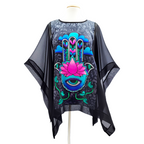 silk clothing hand painted poncho top ladies over blouse handmade by Lynne Kiel