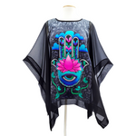 Load image into Gallery viewer, silk clothing hand painted poncho top ladies over blouse handmade by Lynne Kiel
