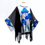 Load image into Gallery viewer, caftan top black silk one size cruise wear and wedding wear made in Canada
