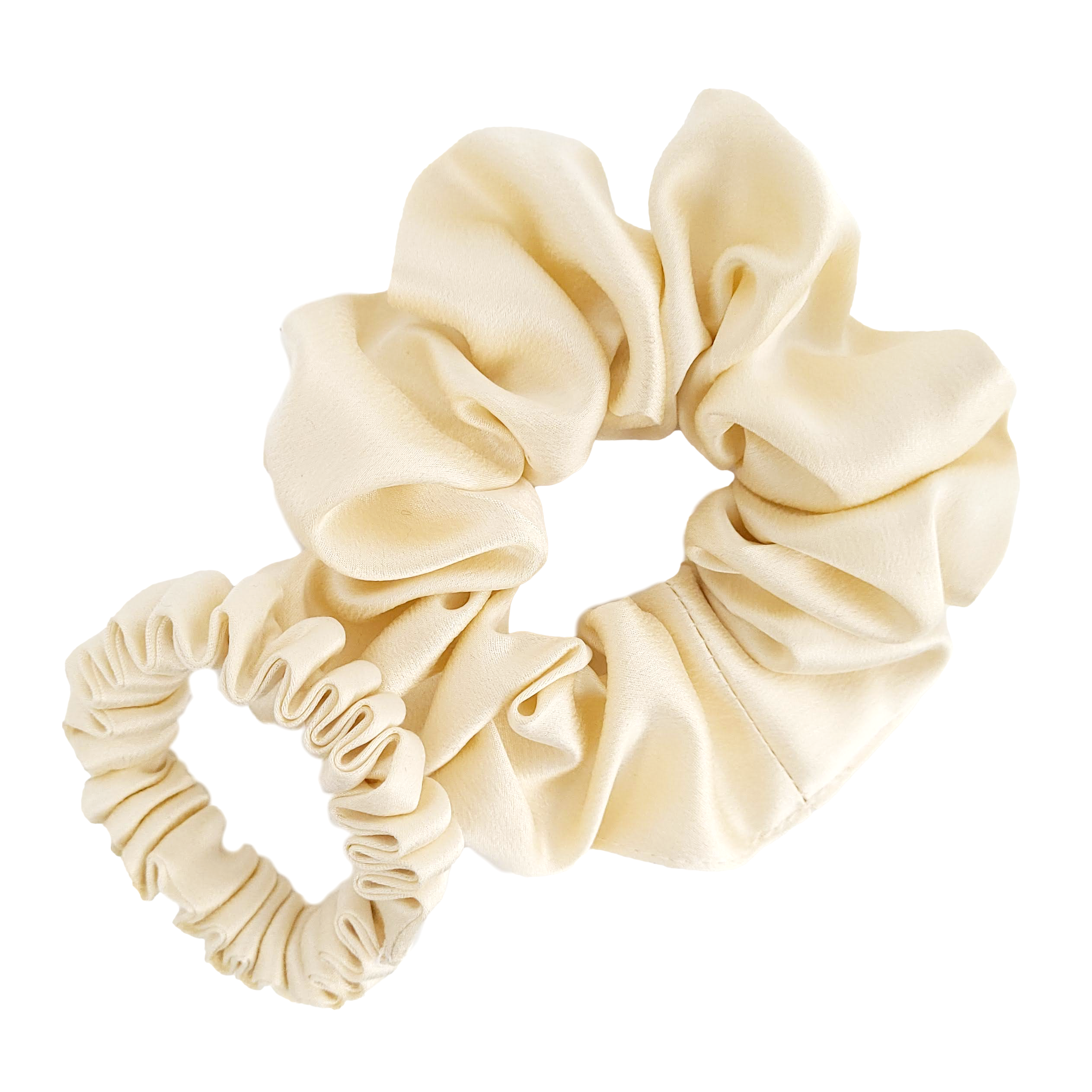Ivory pure silk hair scrunchie made in Canada handmade by Lynne Kiel