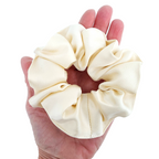 Pure silk hair accessory ivory scrunchie handmade by Lynne Kiel