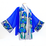 Load image into Gallery viewer, silk clothing hand painted iris flower art design handmade by Lynne Kiel
