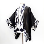 Load image into Gallery viewer, painted silk sheer black shawl
