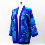 Load image into Gallery viewer, Blue dragonfly Kimono hand panted silk handmade in Canada by Lynne Kiel
