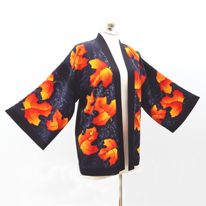 hand painted silk clothing Maples leaf Kimono Handmade in Canada by Lynne Kiel
