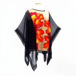 Load image into Gallery viewer, golden autumn leaves painted silk black top one size clothing design made by Lynne Kiel

