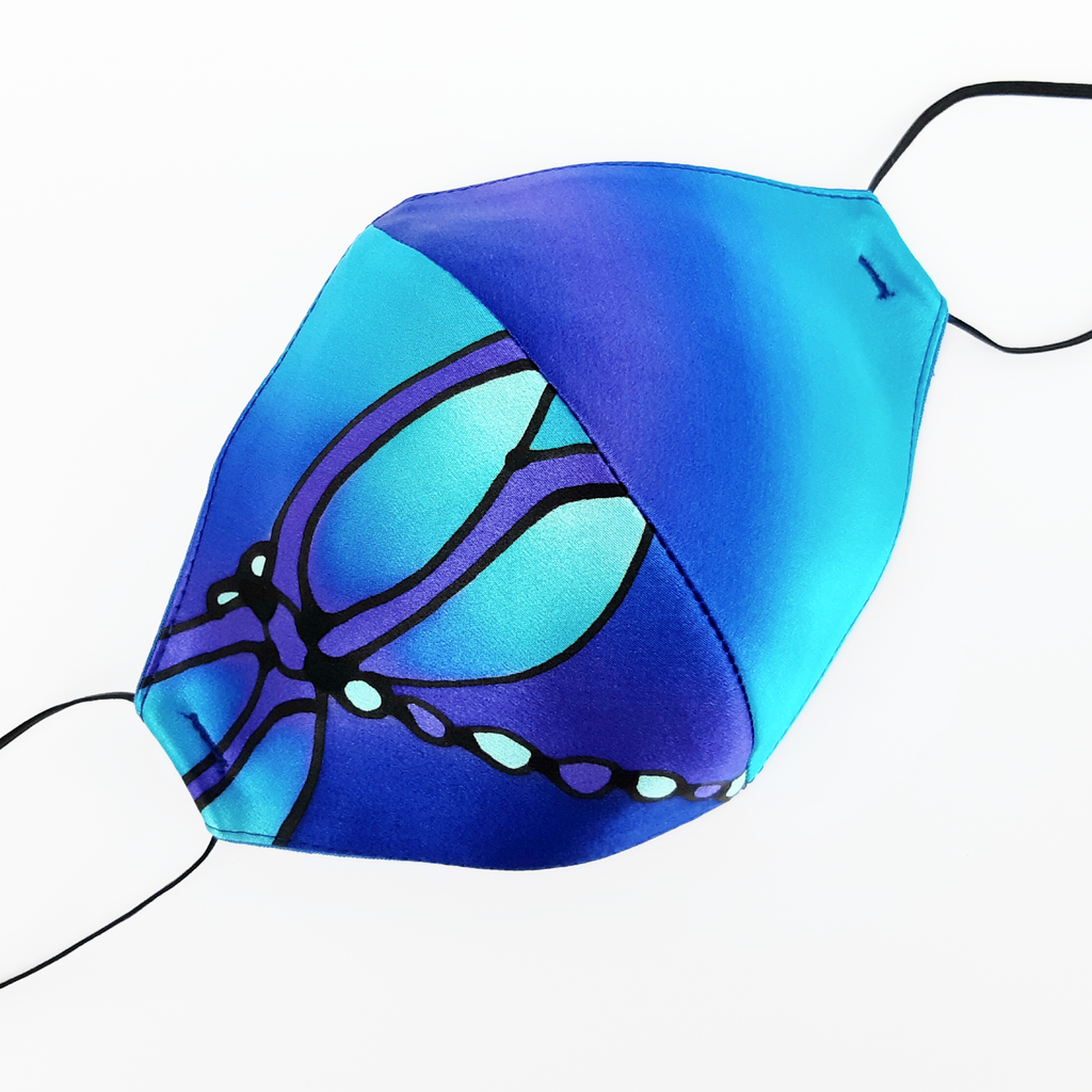 painted silk dragonfly pure silk facemask fitted