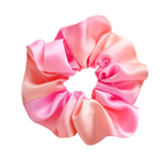 Load image into Gallery viewer, pure silk medium size scrunchies pastel orange and pink colors handmade in Canada by Lynne Kiel
