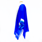 CARIBBEAN SEA Mermaid Tails Painted Silk Royal Blue CAFTAN Top Ladies