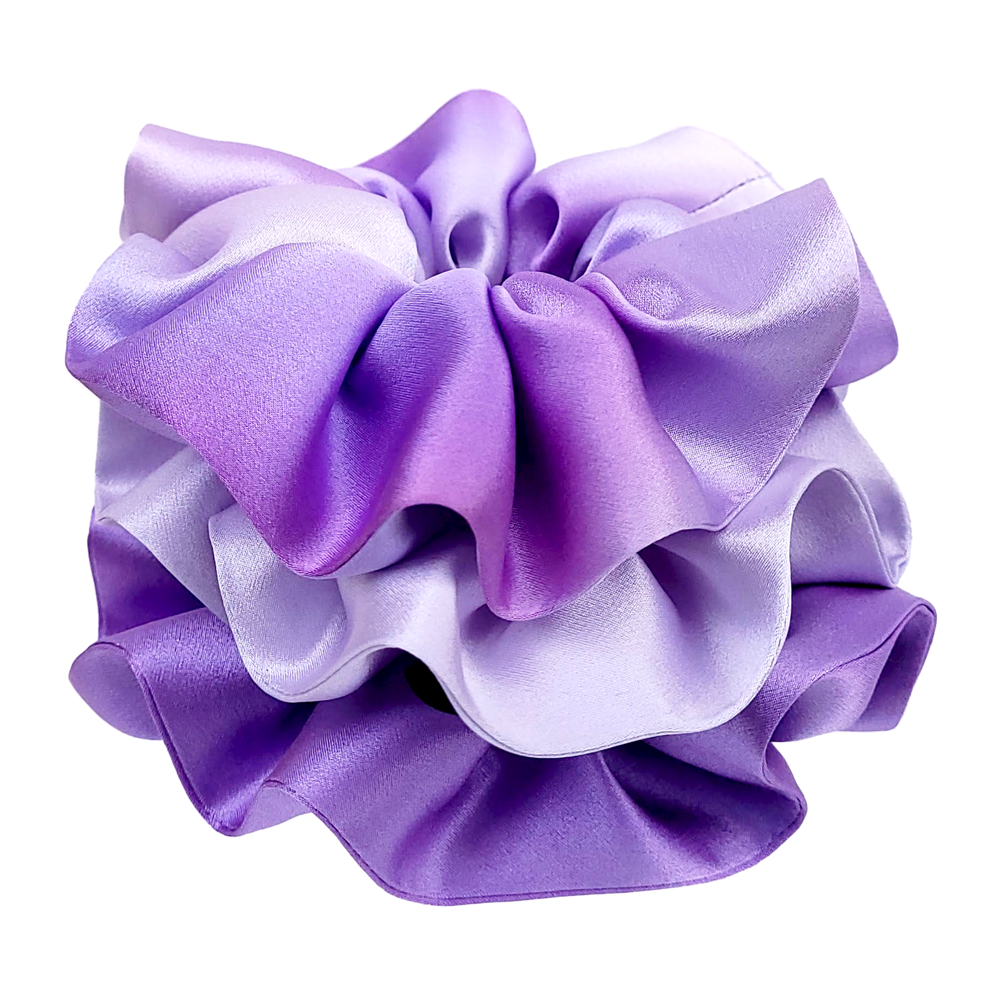 pure silk medium size scrunchie hair accessory pony tail holders hand dyed mauve purple colors handmade by Lynne Kiel