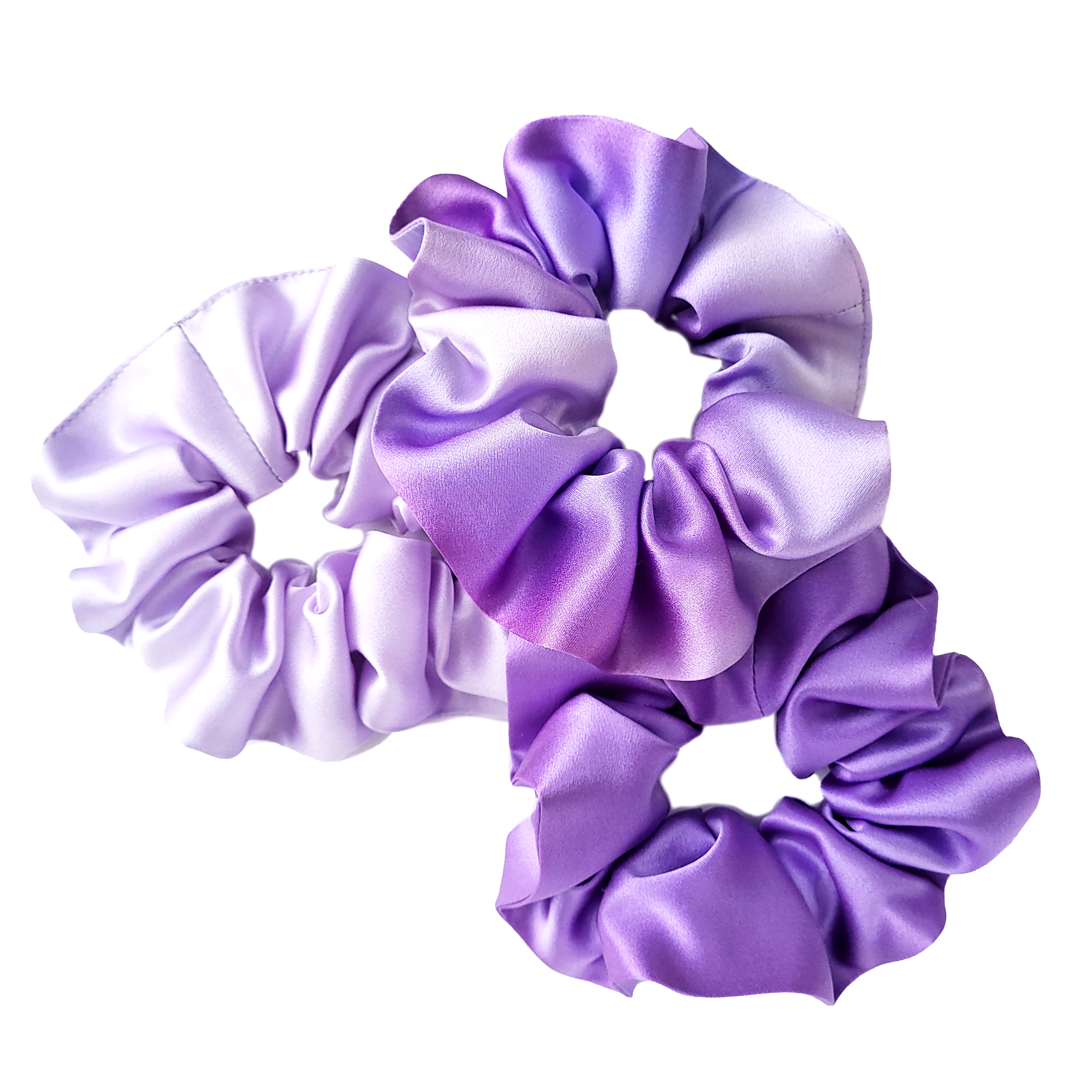 medium size silk scrunchie pony tail holder hair ties hand dyed purple handmade by Lynne Kiel