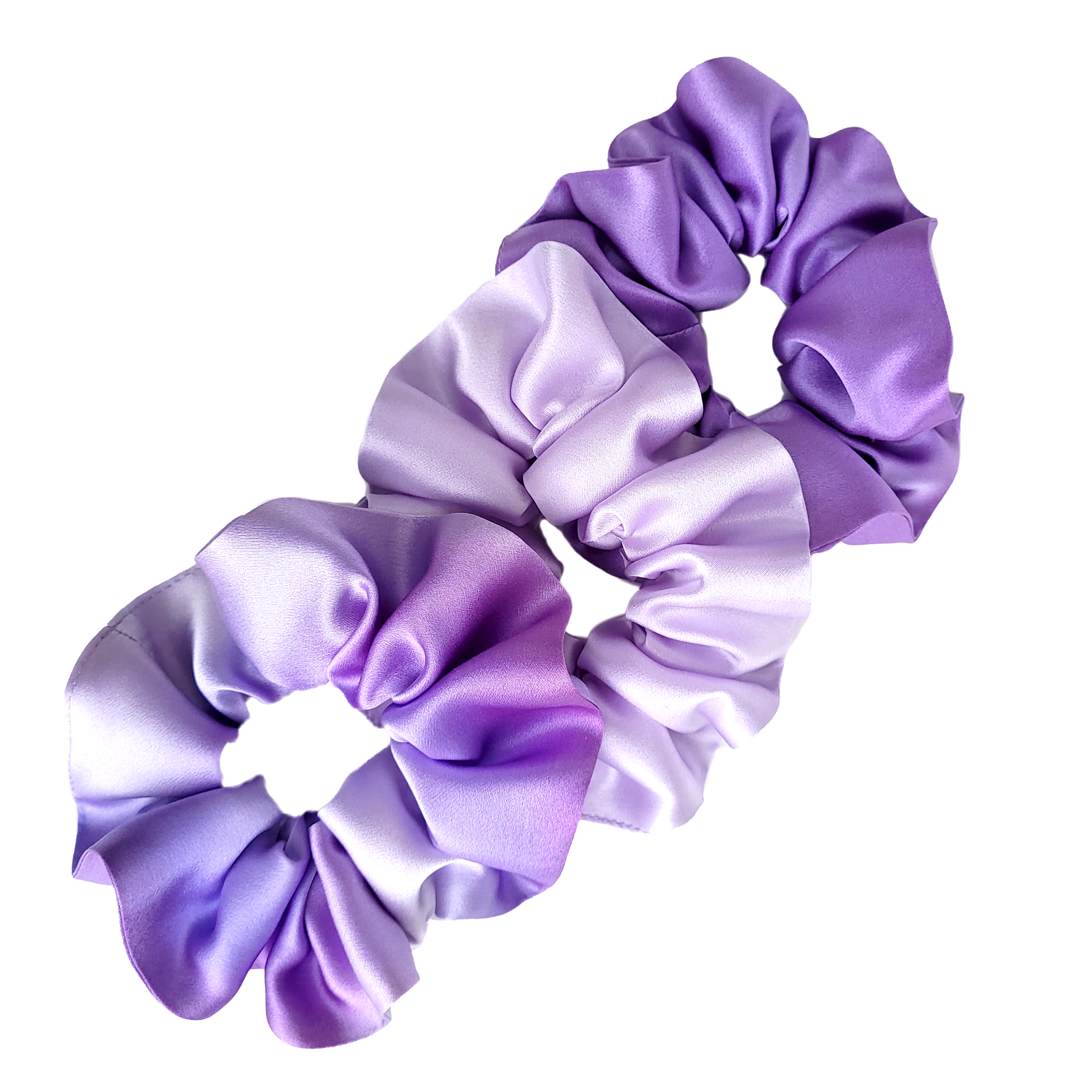 medium size silk scrunchie ponytail holder hair ties hand dyed purple color handmade by Lynne Kiel