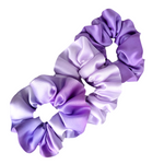 Load image into Gallery viewer, medium size silk scrunchie ponytail holder hair ties hand dyed purple color handmade by Lynne Kiel
