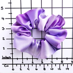 Load image into Gallery viewer, medium size silk scrunchie ponytail holder hand dyed mauve purple color handmade by Lynne Kiel
