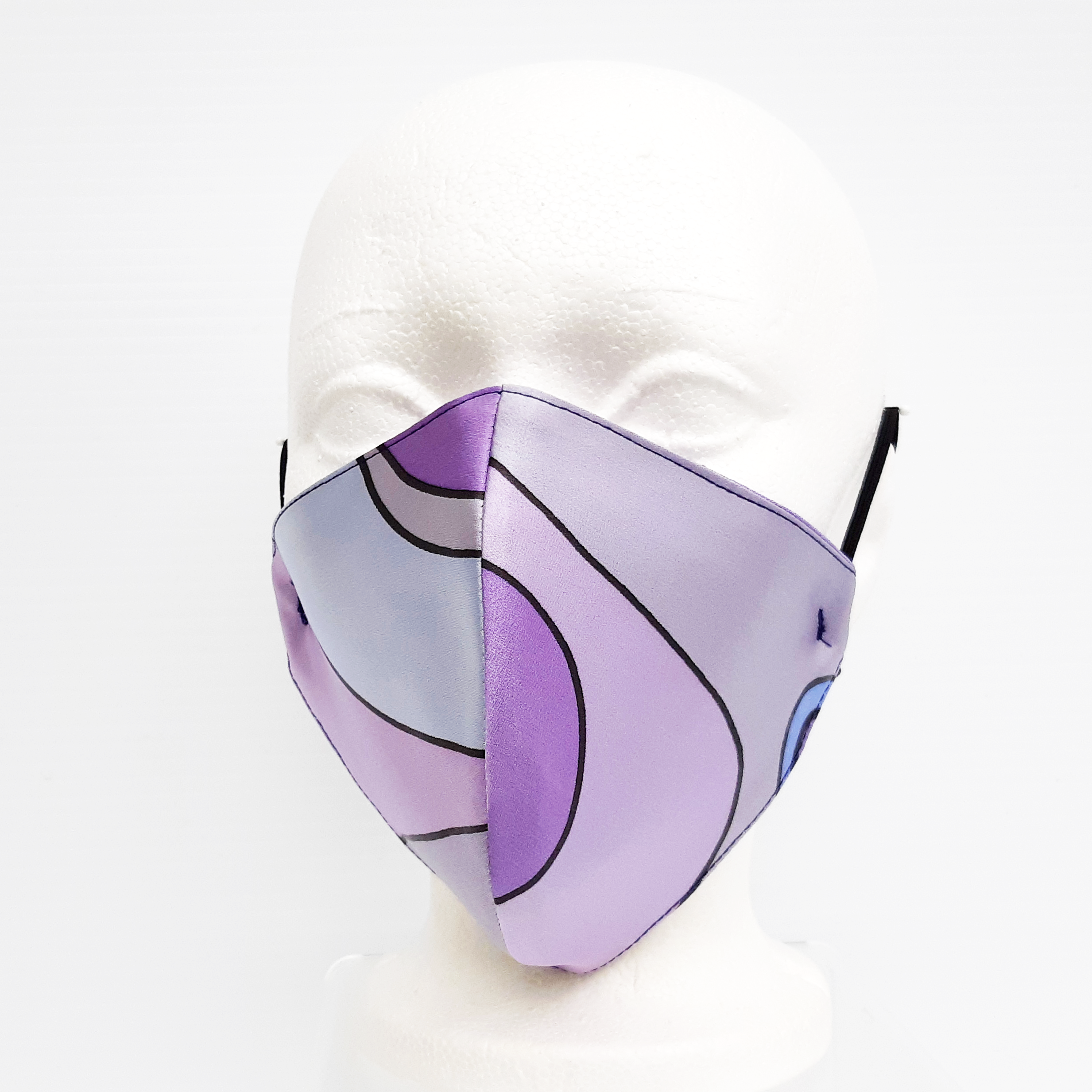 MYSTIC MAUVE MODERN ART Facemask Hand Painted Silk 2 Layer Smooth Fit