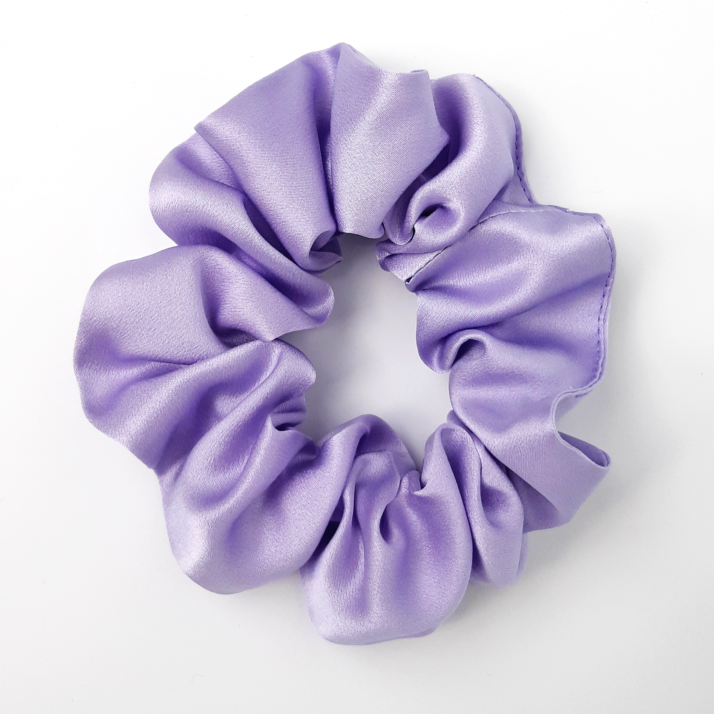 Mauve purple silk scrunchie hair accessory for yoga and sleeping