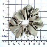 Load image into Gallery viewer, medium size beigh color pure silk scrunchie ponytail holder hair accessory handmade by Lynne Kiel
