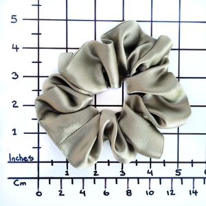medium size beigh color pure silk scrunchie ponytail holder hair accessory handmade by Lynne Kiel