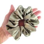 Pure silk beigh medium size scrunchie ponytail holder hair tie pure silk handmade in Canada by Lynne Kiel