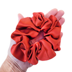 rusty orange pure silk medium size scrunchie ponytail holder hair tie handmade by Lynne Kiel