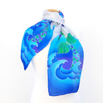 Load image into Gallery viewer, painted silk  neck scarf for women

