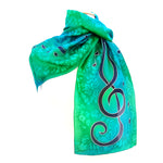 Load image into Gallery viewer, painted silk design silk scarf green
