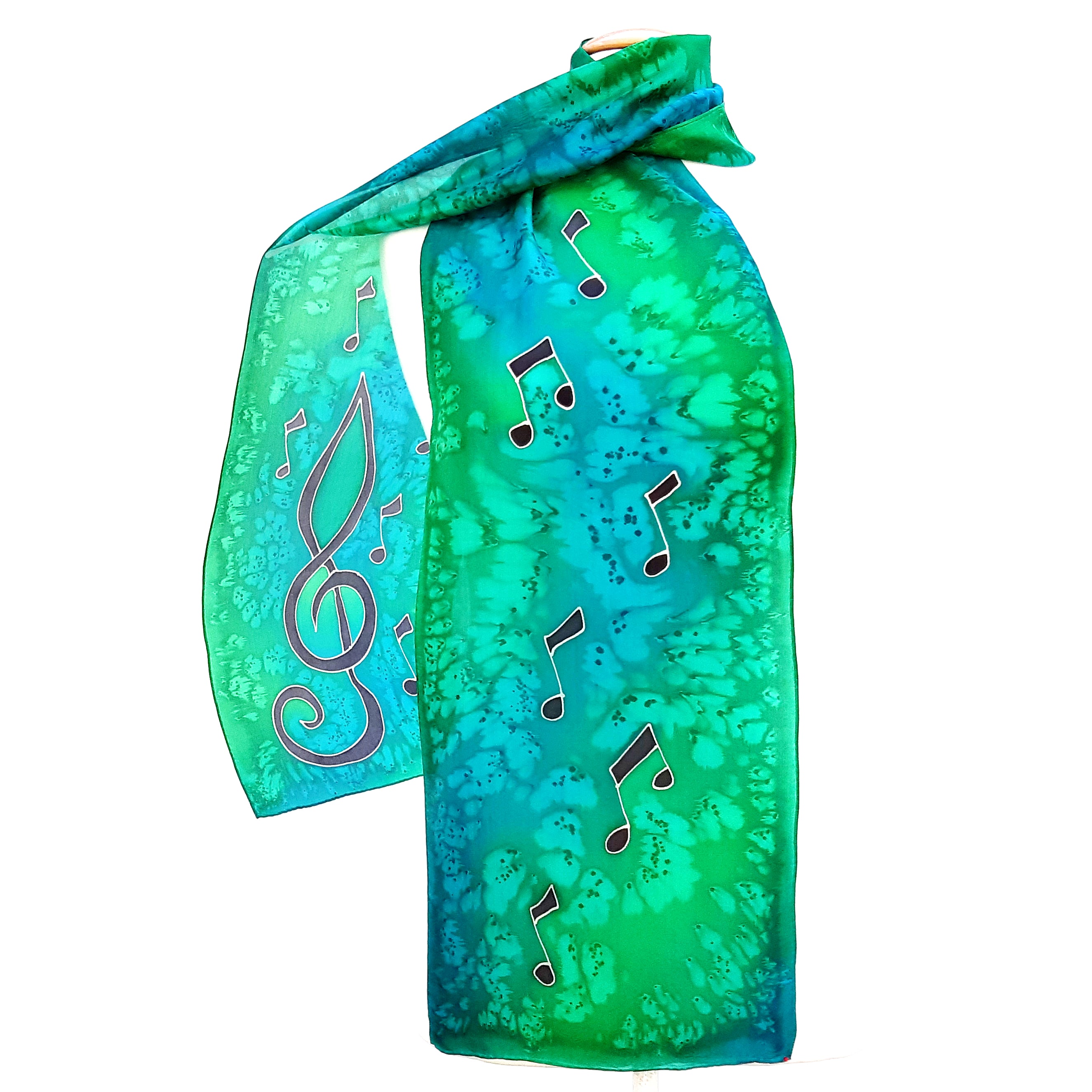 painted silk scarfs green scarves