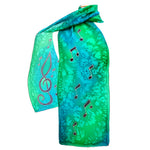 Load image into Gallery viewer, painted silk scarfs green scarves
