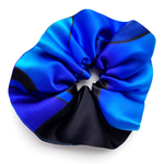 Load image into Gallery viewer, extra large oversized jumbo blue silk scrunchie handmade by Lynne Kiel
