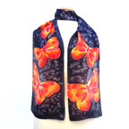 orange monarch butterflies hand painted silk scarf made by Lynne Kiel