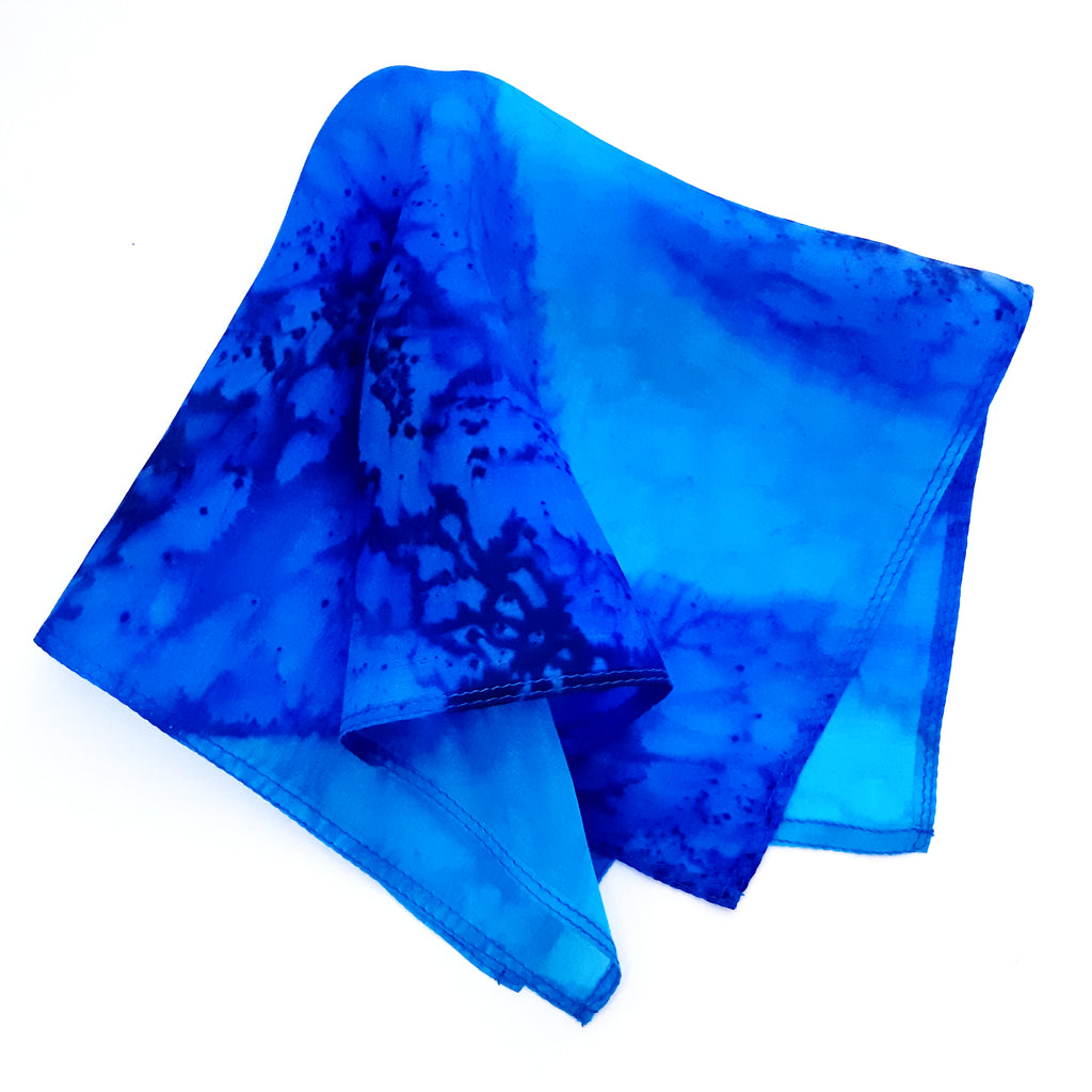 pure silk pocket square men's fashion accessory hand painted by Lynne Kiel