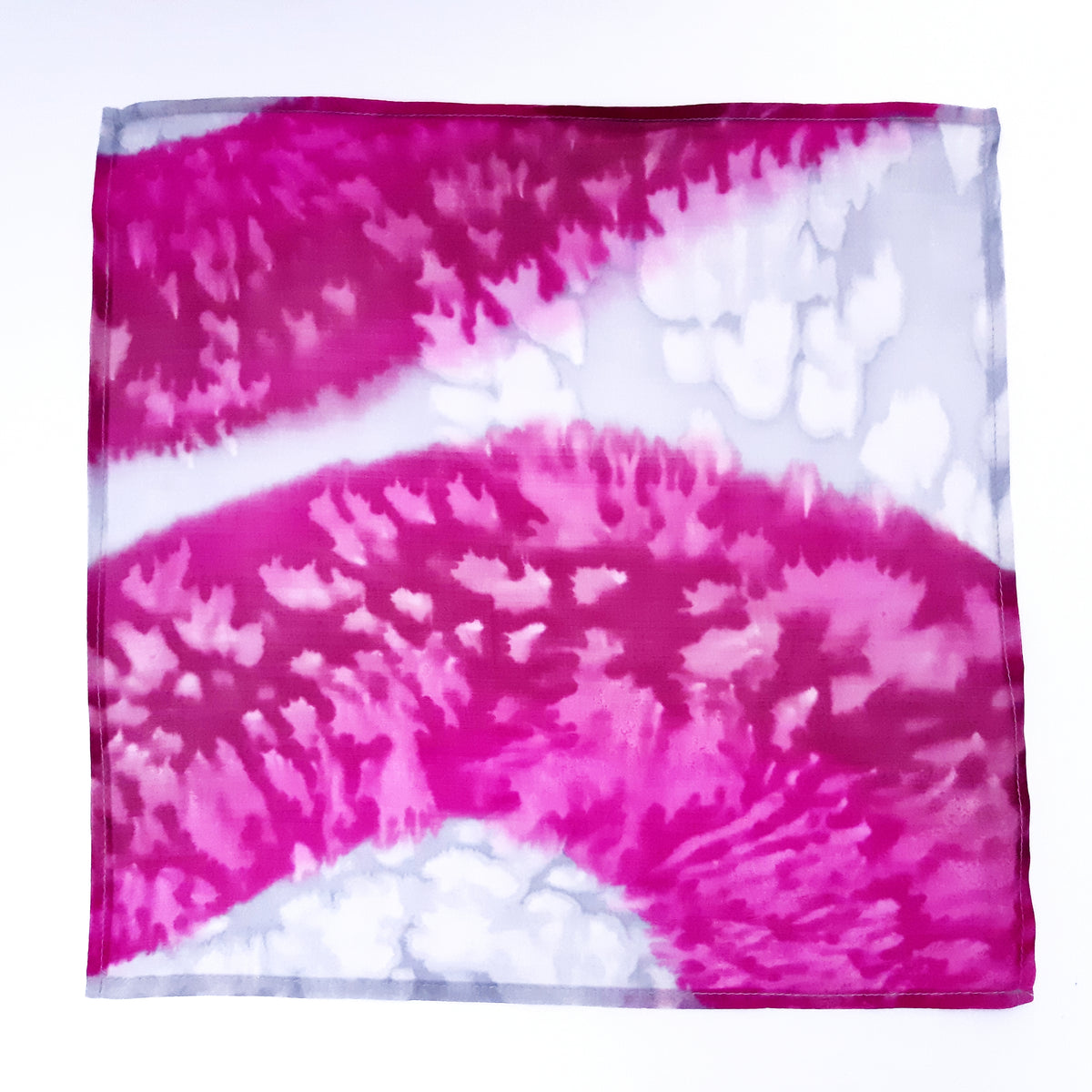 Pink Silver lightweight pure silk pocket square men's fashion accessory handmade by Lynne Kiel