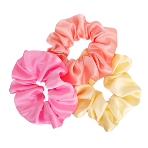 pink medium size pure silk scrunchie hair tie ponytail holder handmade by Lynne Kiel