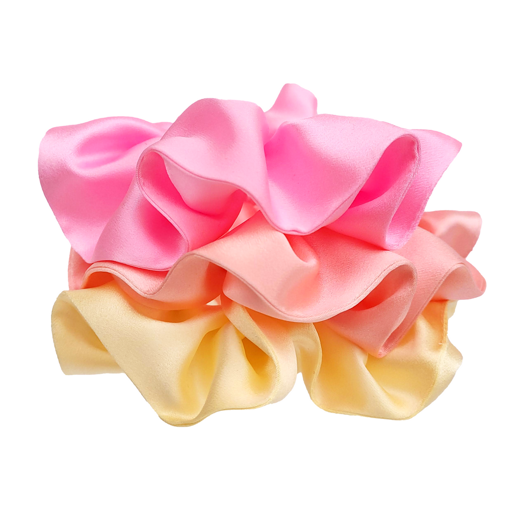 orange pure silk hand dyed hair scrunchie ponytail holder handmade in Canada by Lynne Kiel