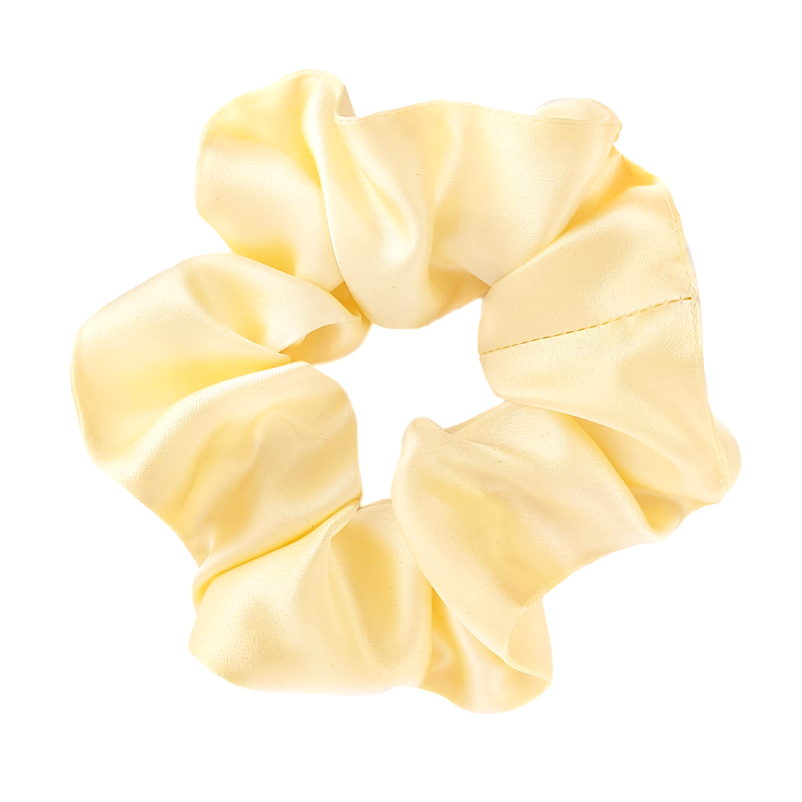 pale yellow pure silk medum size hair scrunchie ponytail holder handmade by Lynne Kiel