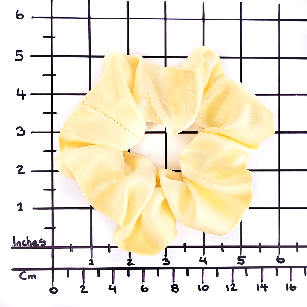 yellow pure silk hair scrunchie ponytail holder hair accessory made in Canada hand made by Lynne Kiel