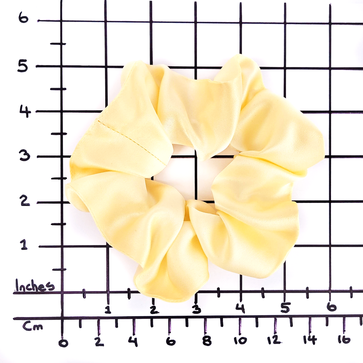 yellow pure silk hair scrunchie ponytail holder hair accessory made in Canada hand made by Lynne Kiel