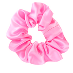 Load image into Gallery viewer, pure silk pink medium size hair scrunchie ponytail holder hair accessory handmade by Lynne Kiel
