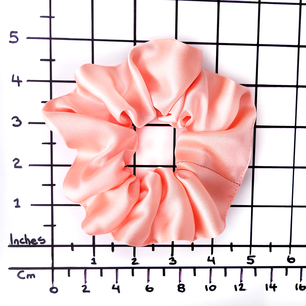 pure silk pale orange pastel color hair scrunchie ponytail holder hair accessory handmade by Lynne Kiel