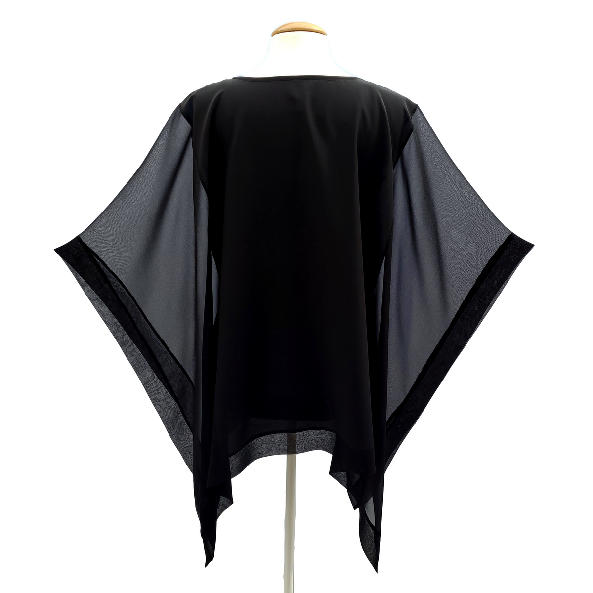 resort wear fashion Ones size black silk top hand made by Lynne Kiel