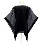 Load image into Gallery viewer, resort wear fashion Ones size black silk top hand made by Lynne Kiel
