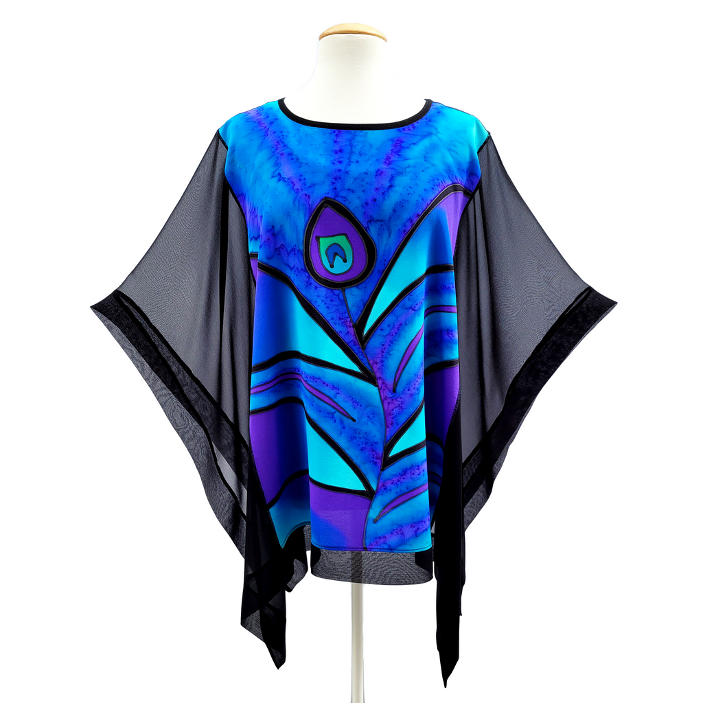 cruise wear design fashion hand painted silk top one size handmade by Lynne Kiel